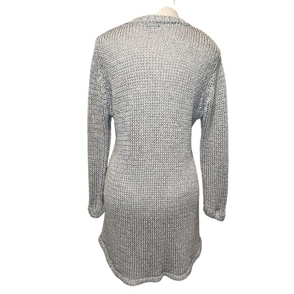 J. McLaughlin Silver Gray Crew Neck Chunky Knit Tunic Sweater Size L Slim Fit - Picture 3 of 9